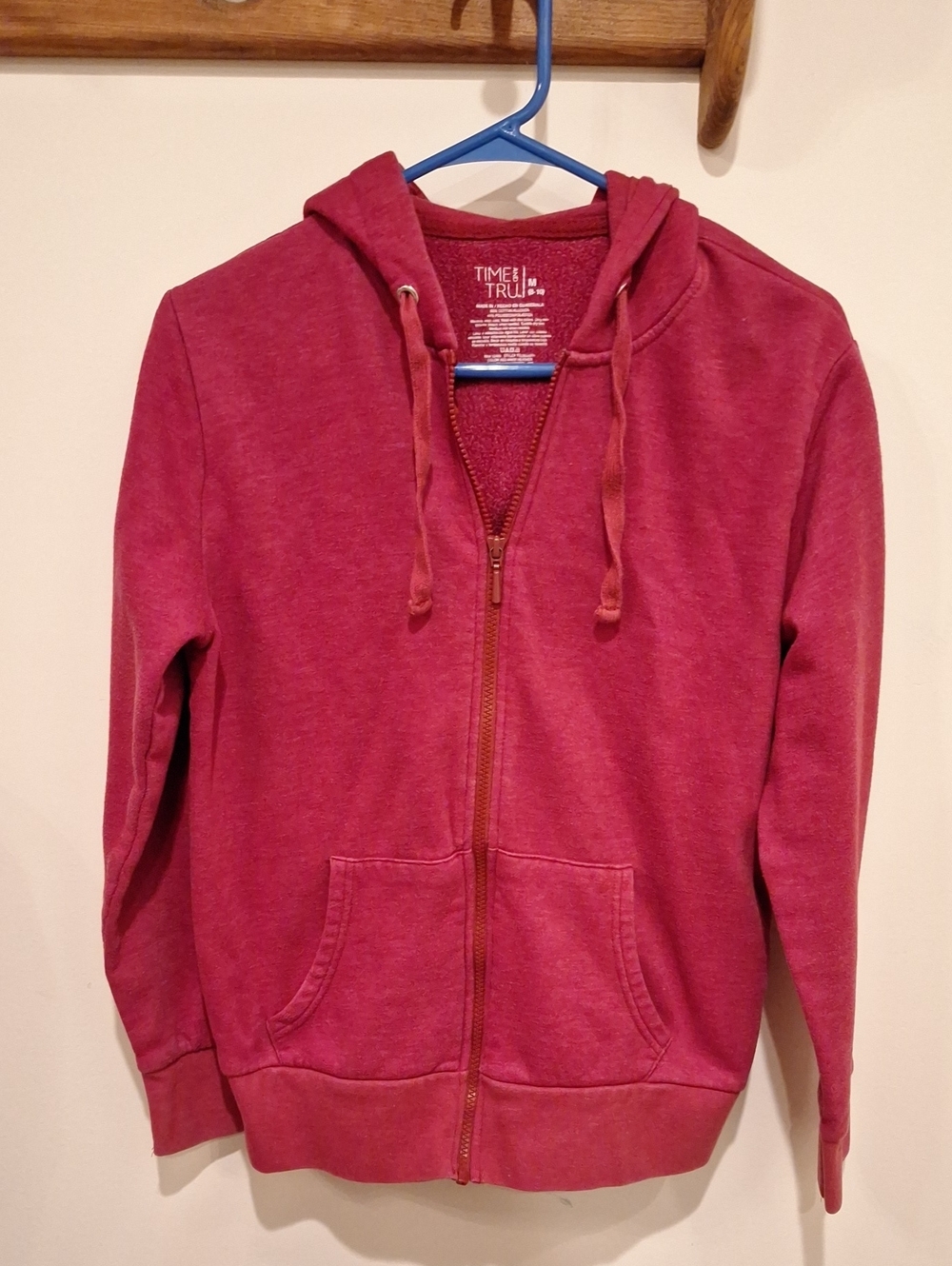 Time and Tru Raspberry Red Hoodie
